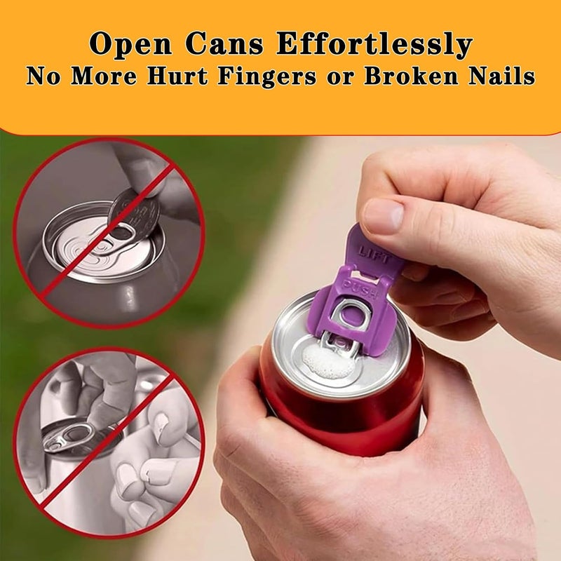 kookkit 6PCS Colorful Can Tab Openers & Leak-Proof Drink Covers – One-Hand Soda Can Opener and Reusable Protector Caps for Coke, Beer, Soda, and Aluminum Cans - Image 2